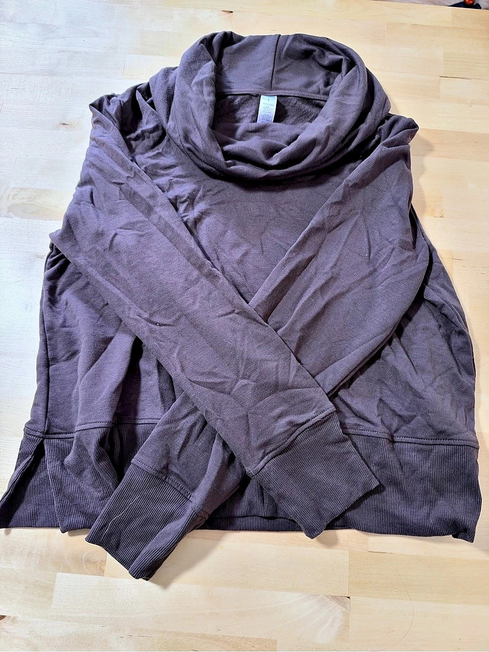 90 Degree by Reflex Cowl Neck Long Sleeve Pullover Sweatshirt Brown Large